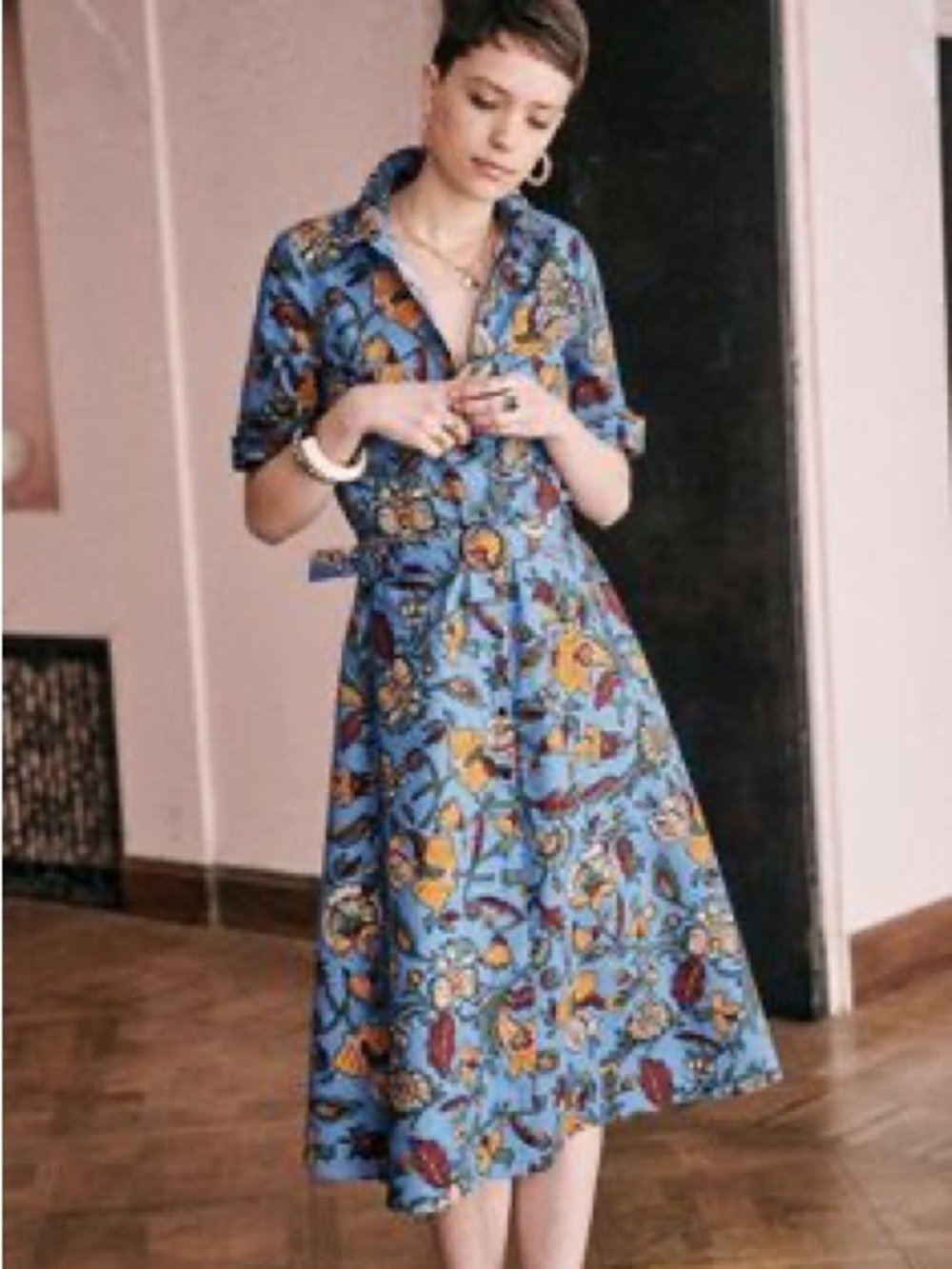 Sezane JEANNE DRESS FR34/US2 Blue Foral Print
